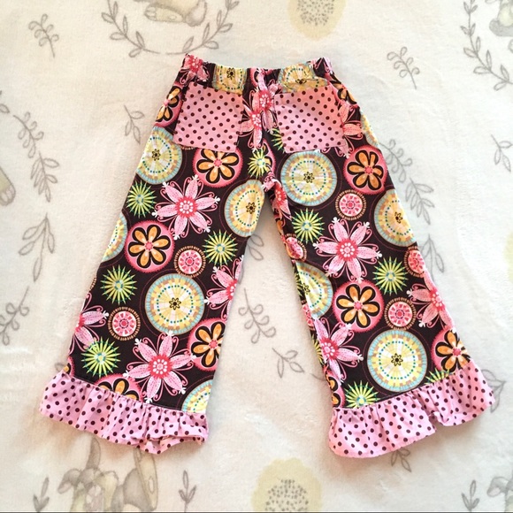Girls Fall Floral Pants Size 5 - Picture 2 of 7